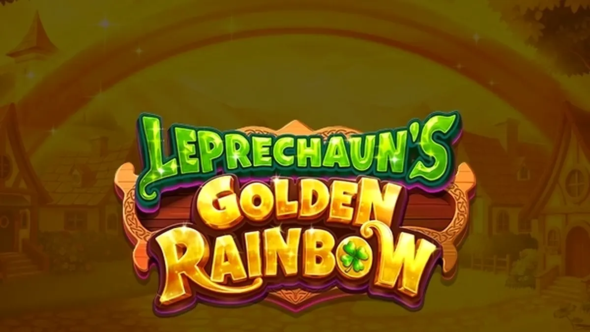Cenário vibrante e temático do slot Leprechaun's Golden Rainbow com elementos da mitologia irlandesa.