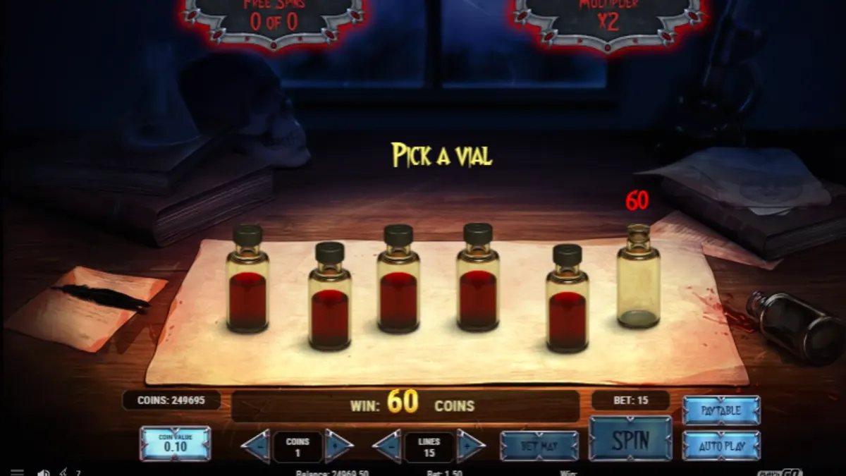 Visual gótico e sombrio do jogo de slot Wild Blood com elementos de vampiros